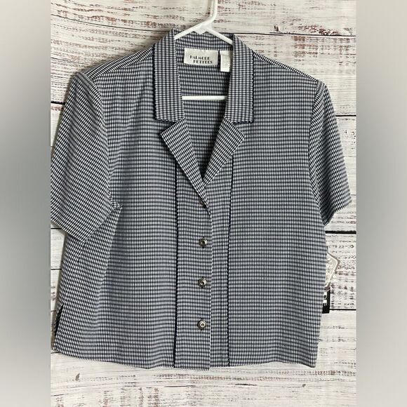 Vintage Halmode Top Womens 12 Petite gingham short sleeve light button up shirt - Picture 2 of 9